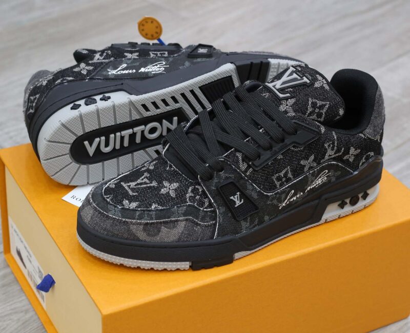 Giày Louis Vuitton LV Trainer Black Denim Monogram Black Best Quality