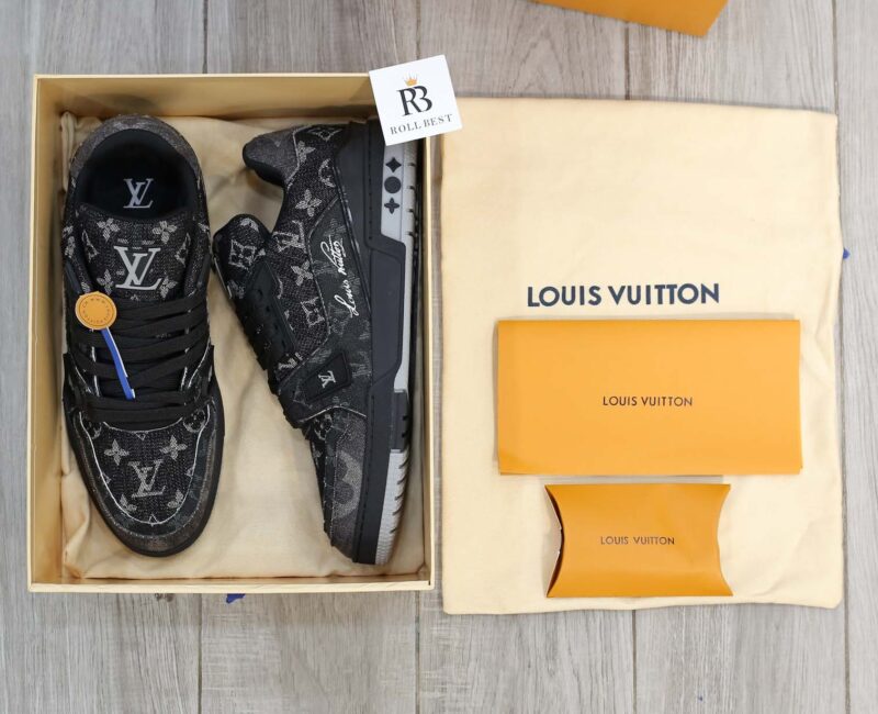 Giày Louis Vuitton LV Trainer Black Denim Monogram Black Best Quality