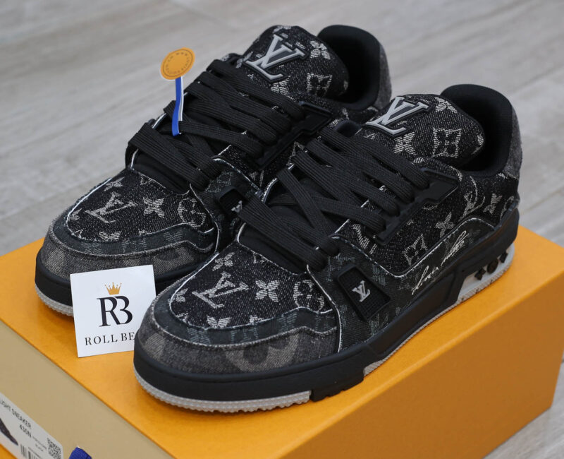 Giày Louis Vuitton LV Trainer Black Denim Monogram Black Best Quality