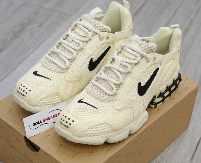 Giày Nike x Stussy Air Zoom Spiridon Caged Fossil Like Auth