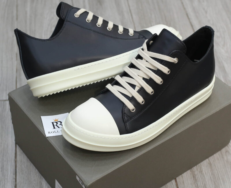 Giày Rick Owens Leather Low Sneaker Black And Milk Best Quality