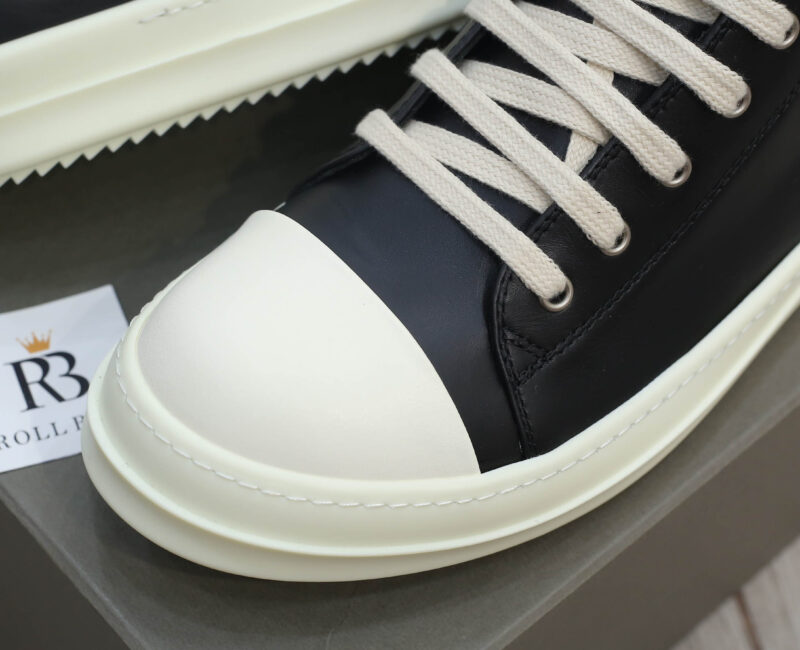 Giày Rick Owens Leather Low Sneaker Black And Milk Best Quality