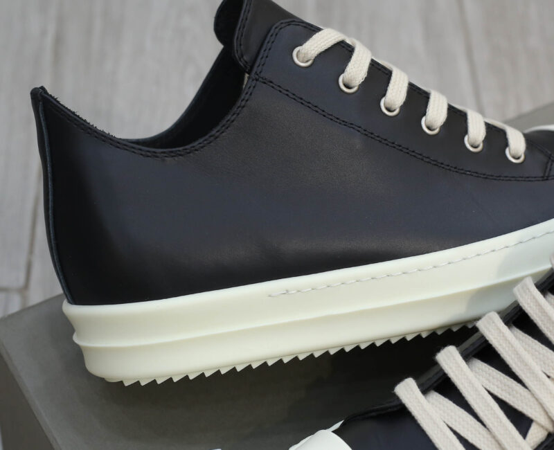 Giày Rick Owens Leather Low Sneaker Black And Milk Best Quality