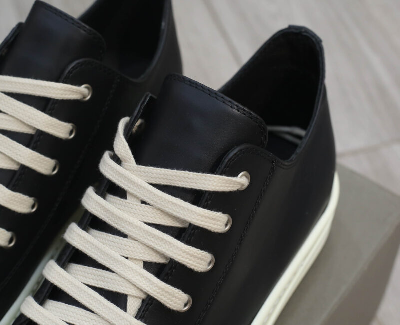 Giày Rick Owens Leather Low Sneaker Black And Milk Best Quality