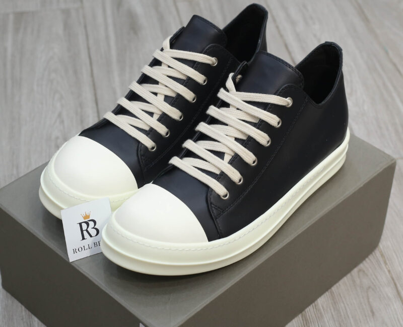 Giày Rick Owens Leather Low Sneaker Black And Milk Best Quality