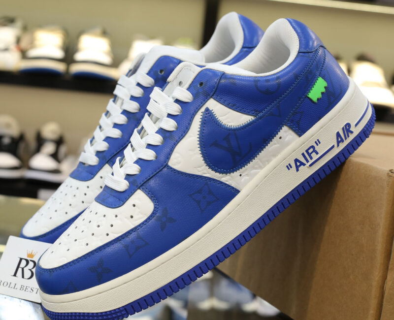 Giày Louis Vuitton Nike Air Force 1 Low By Virgil Abloh White Royal Best Quality