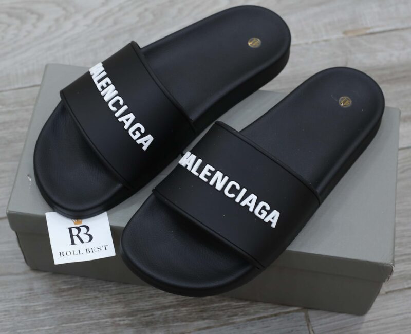 Dép Balenciaga Pool Slide Black White (Đen) Best Quality