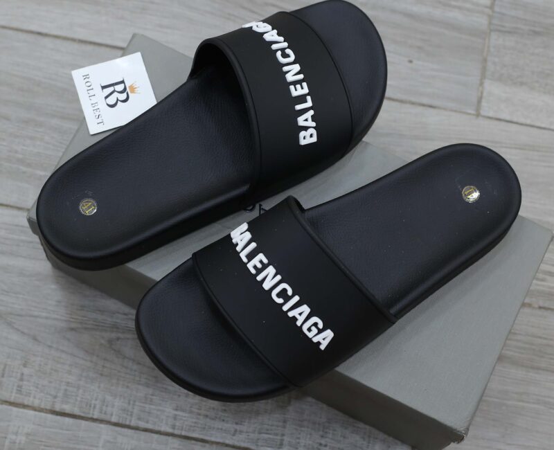 Dép Balenciaga Pool Slide Black White (Đen) Best Quality