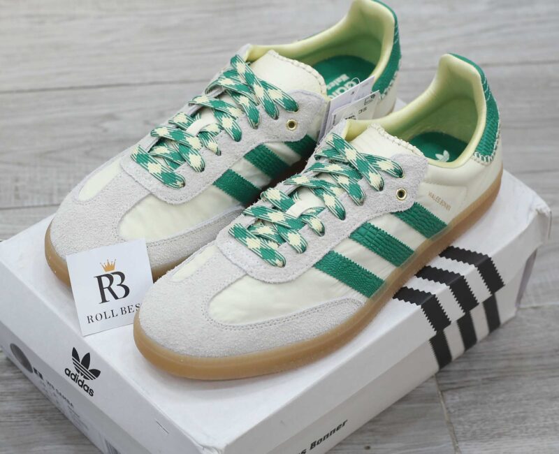 Giày Adidas Wales Bonner x Samba Cream White Bold Green Best Quality