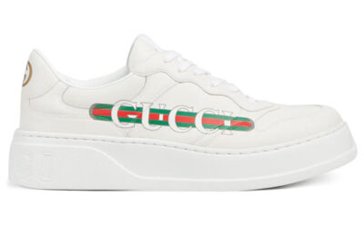 Giày Gucci Chunky Sneaker White Demetra Logo Gucci Web Print Trắng