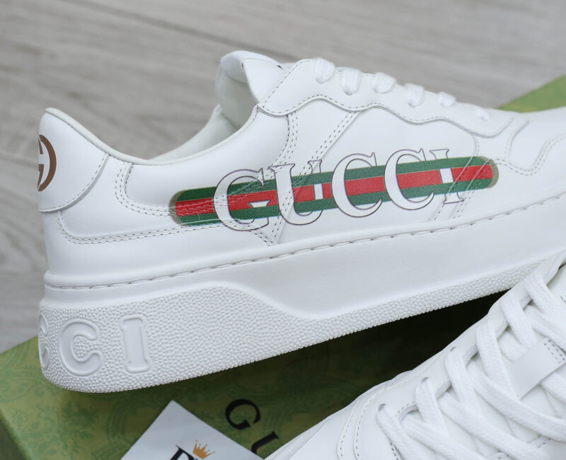 Giày Gucci Chunky Sneaker White Demetra Logo Gucci Web Print Trắng