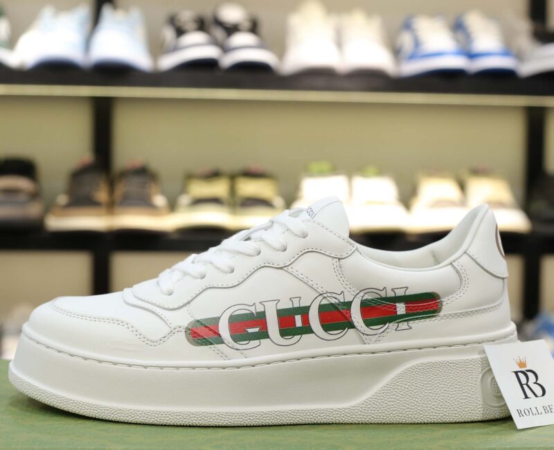 Giày Gucci Chunky Sneaker White Demetra Logo Gucci Web Print Trắng