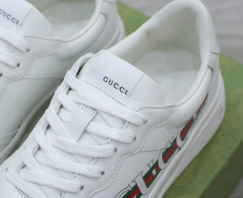 Giày Gucci Chunky Sneaker White Demetra Logo Gucci Web Print Trắng