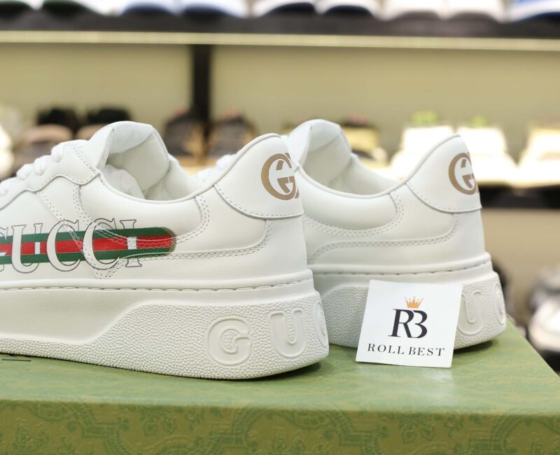 Giày Gucci Chunky Sneaker White Demetra Logo Gucci Web Print Trắng