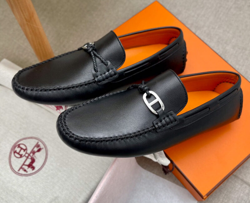 Giày HERMES ALESSANDRO Loafer Ðen Da Bê