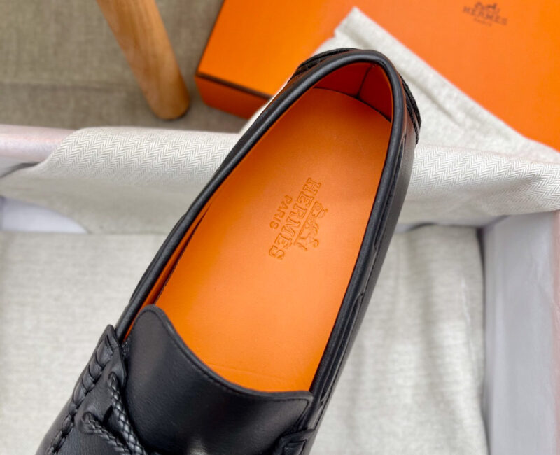 Giày HERMES ALESSANDRO Loafer Ðen Da Bê