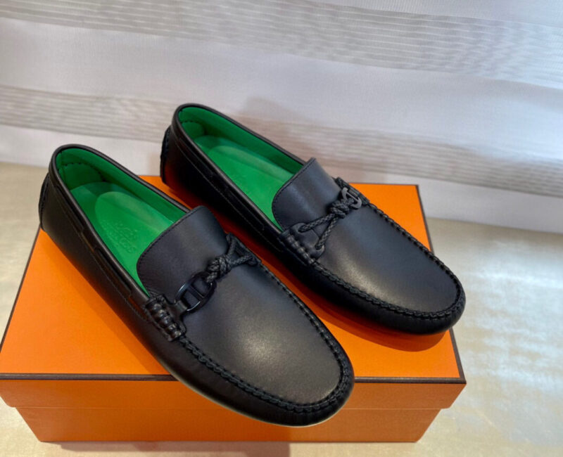 Giày Hermes Alessandro loafer Đen Da Trơn