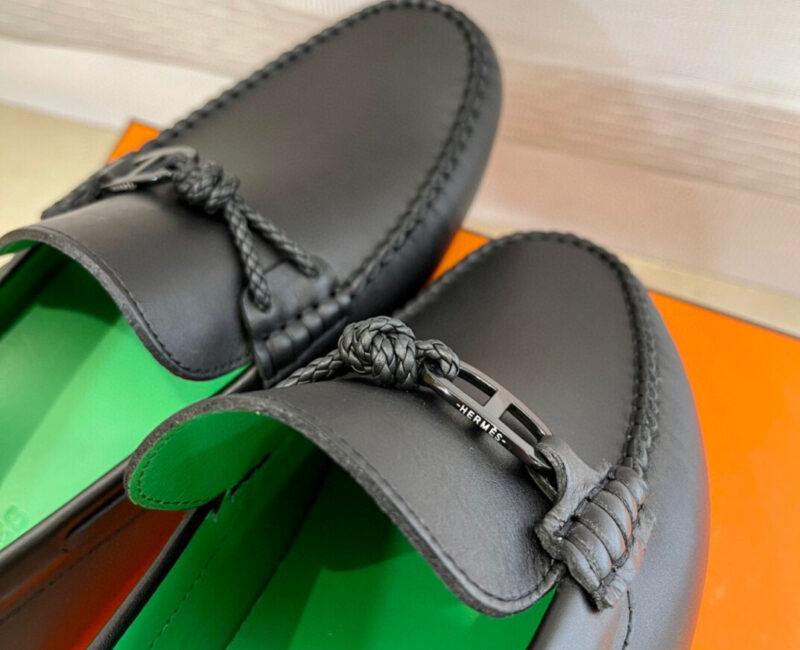 Giày Hermes Alessandro loafer Đen Da Trơn