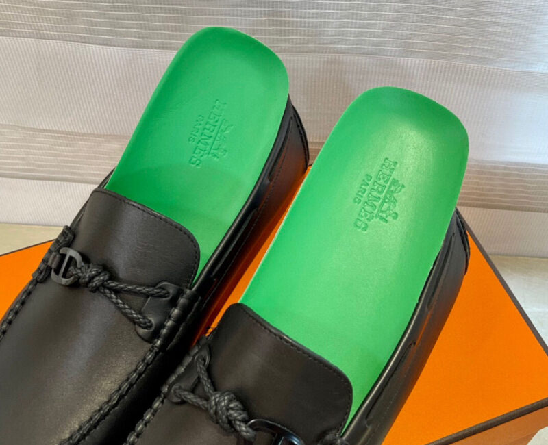 Giày Hermes Alessandro loafer Đen Da Trơn