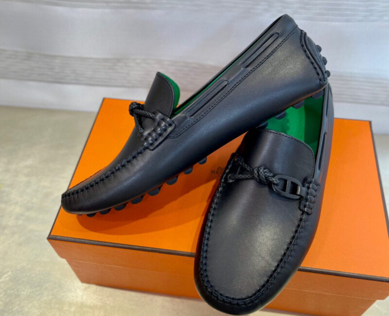 Giày Hermes Alessandro loafer Đen Da Trơn