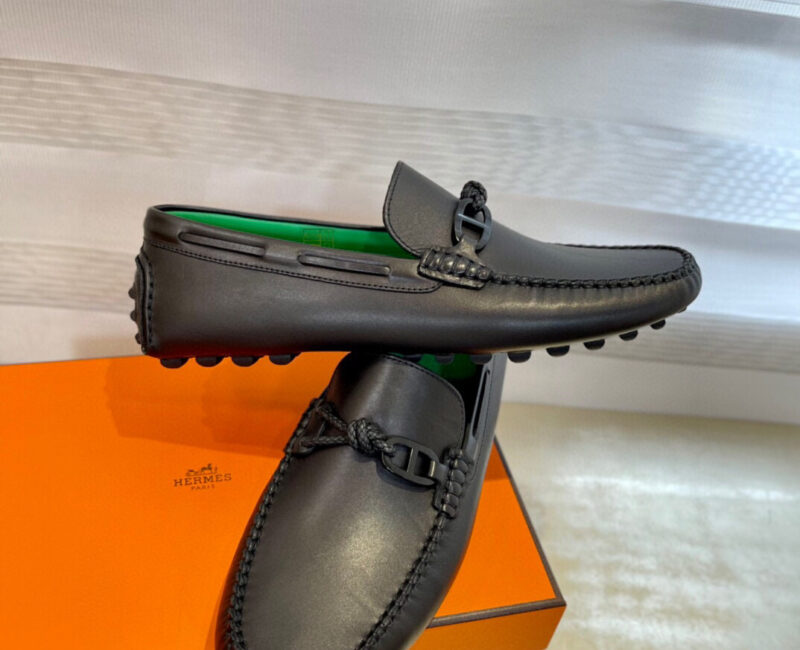 Giày Hermes Alessandro loafer Đen Da Trơn