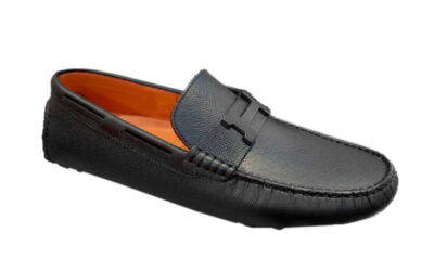 Giày Loafer Hermes Đen Da Taiga Khóa chữ H