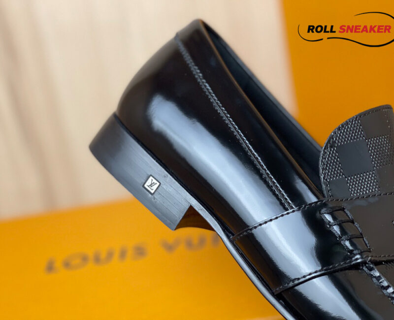 Giày Loafer LV Black Da Bóng Họa Tiết Damier Embossed Santiago