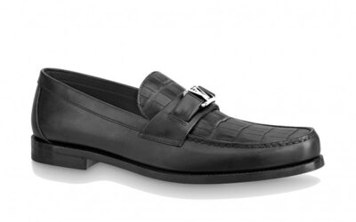 Giày Loafer LV Major Black Da Cá Sấu Logo LV Bạc