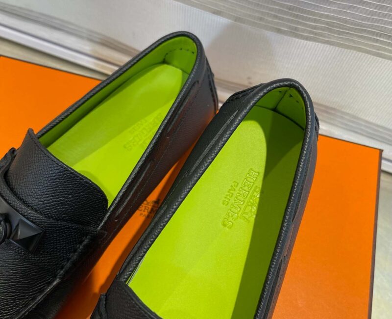 Giày lười Hermes Irving Loafer Black Đen Lớp Lót Xanh