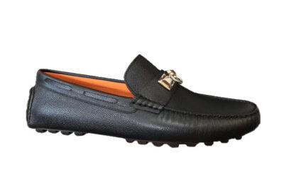 Giày lười Hermes Irving Loafer Đen Lót Cam