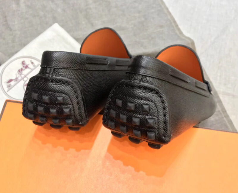 Giày lười Hermes Irving Loafer Đen Lót Cam