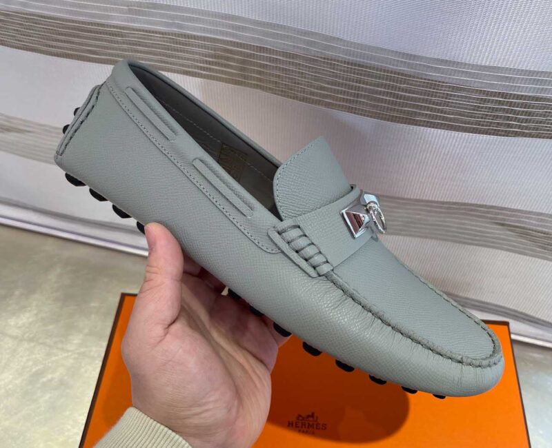 Giày lười Hermes Irving Loafer Màu Xám Da Bê