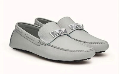 Giày lười Hermes Irving Loafer Màu Xám Da Bê