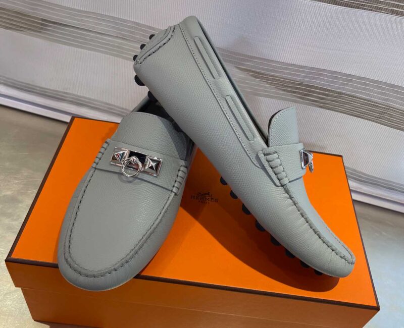 Giày lười Hermes Irving Loafer Màu Xám Da Bê