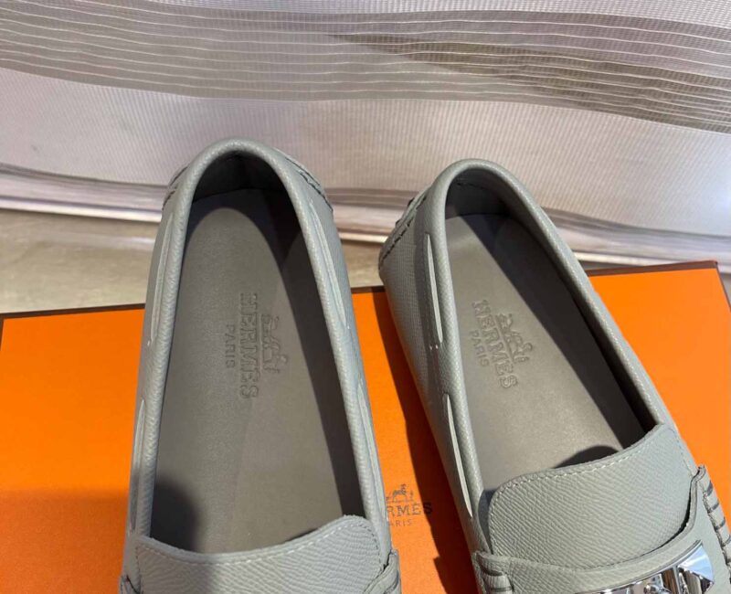 Giày lười Hermes Irving Loafer Màu Xám Da Bê