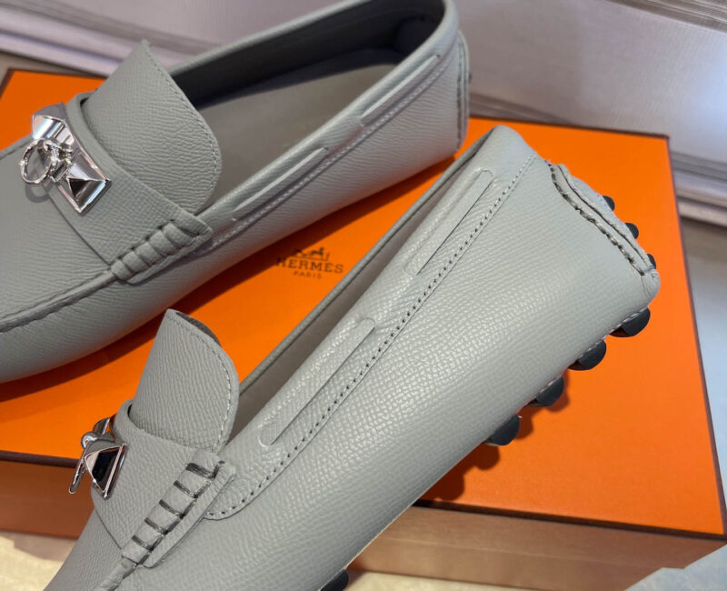 Giày lười Hermes Irving Loafer Màu Xám Da Bê