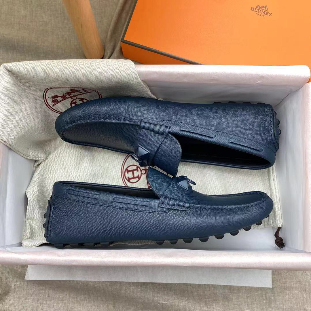 Giày lười Hermes Irving Loafer Xanh Navy Blue