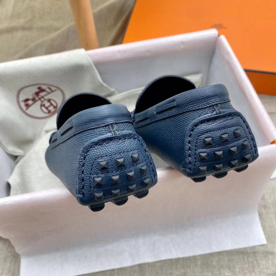 Giày lười Hermes Irving Loafer Xanh Navy Blue