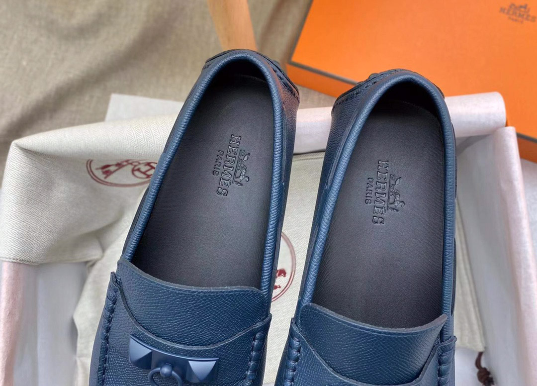 Giày lười Hermes Irving Loafer Xanh Navy Blue