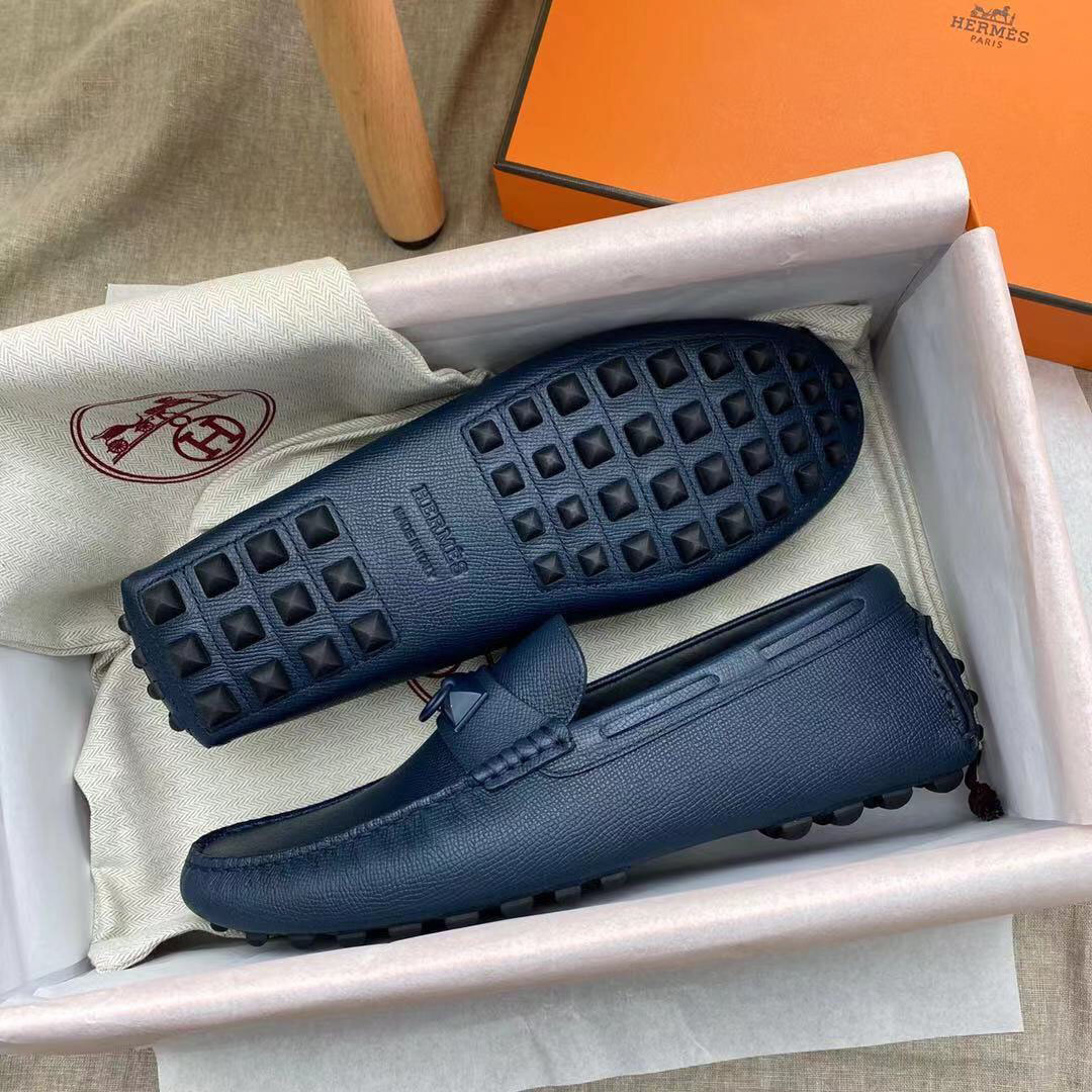 Giày lười Hermes Irving Loafer Xanh Navy Blue