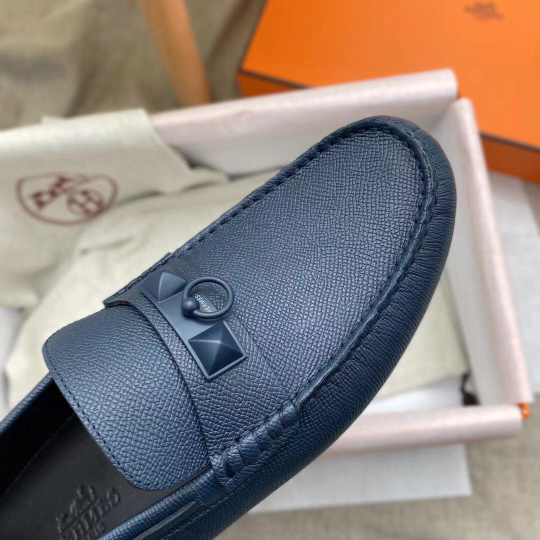 Giày lười Hermes Irving Loafer Xanh Navy Blue