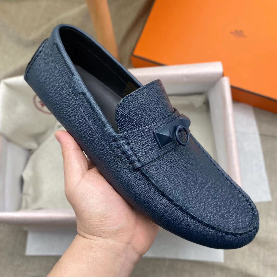 Giày lười Hermes Irving Loafer Xanh Navy Blue