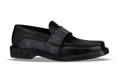 Giày Lười Louis Vuitton Derby Harness Loafers Black Da Bóng Hoạt Tiết Monogram Canvas