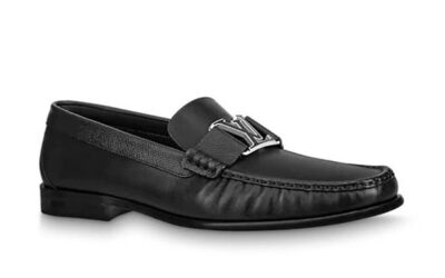 Giày Lười Louis Vuitton Montaigne Loafers Black Da Trơn Logo LV Đen