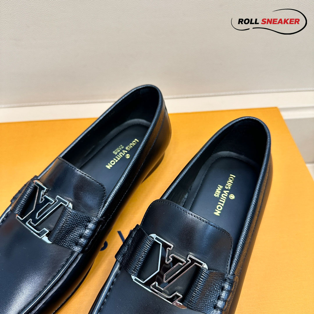 Giày Lười Louis Vuitton Montaigne Loafers Black Da Trơn  Logo LV Đen