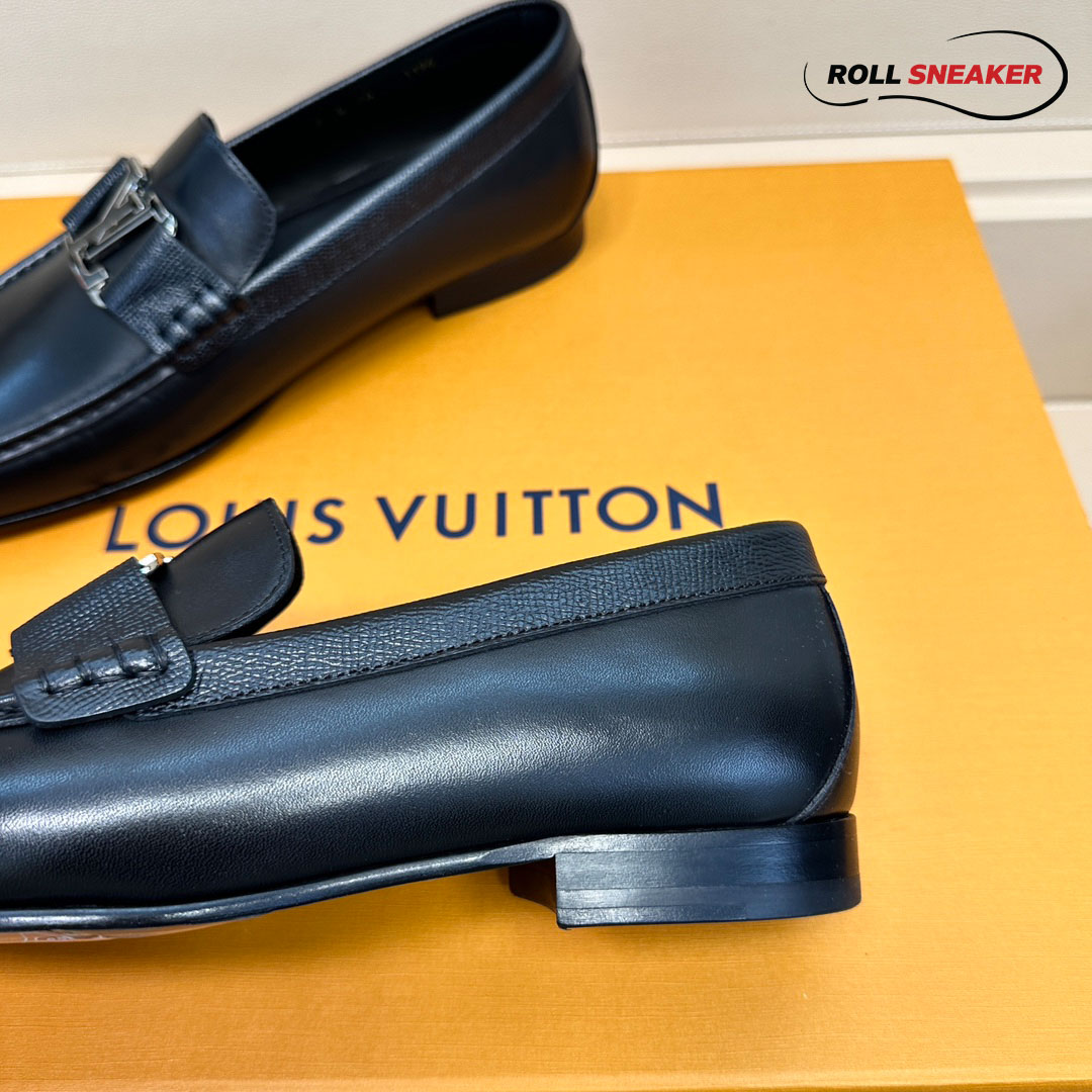 Giày Lười Louis Vuitton Montaigne Loafers Black Da Trơn  Logo LV Đen