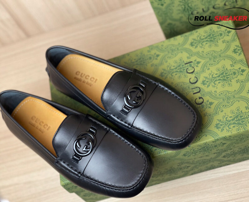 Giày lười nam Gucci Driver With Interlocking G Black