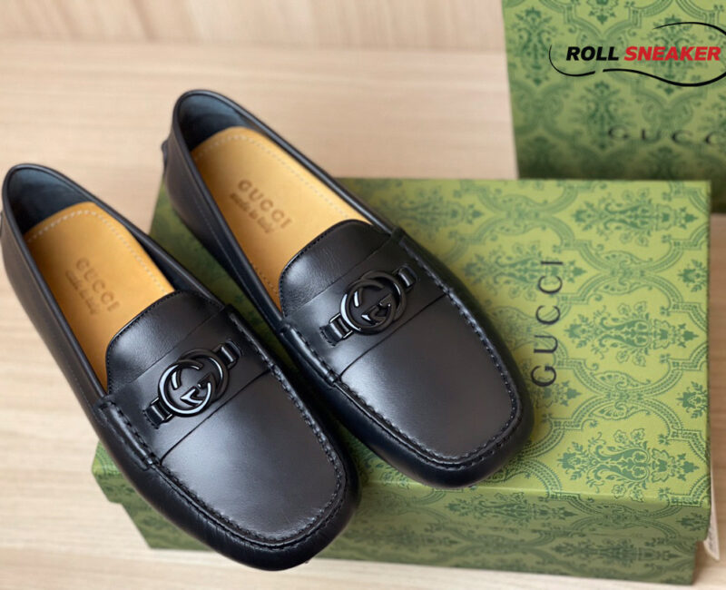 Giày lười nam Gucci Driver With Interlocking G Black