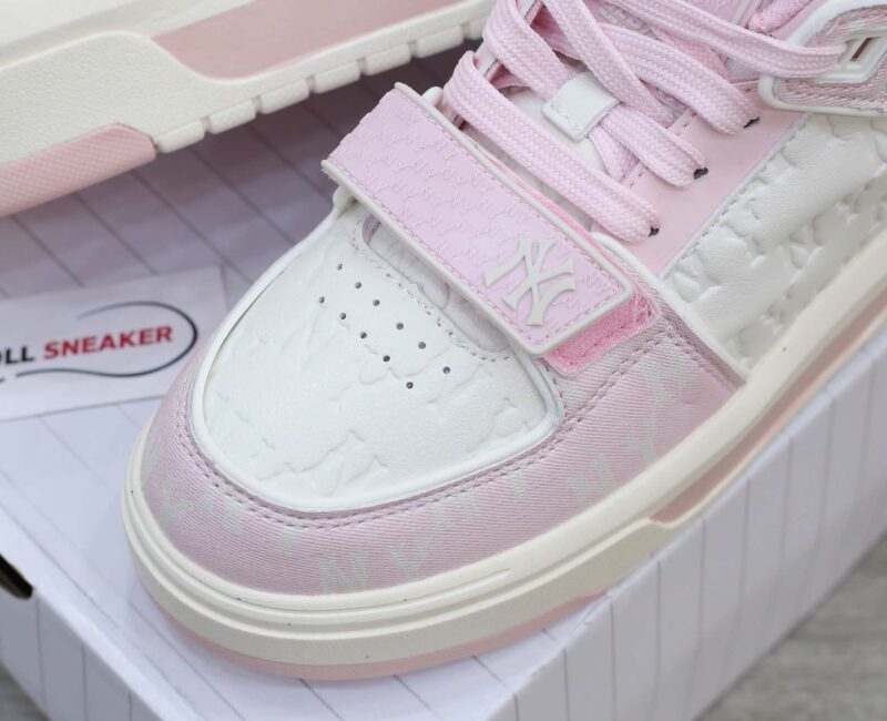 Giày MLB Chunky Liner Mid Classic Monogram NY Pink dập chìm Like Auth