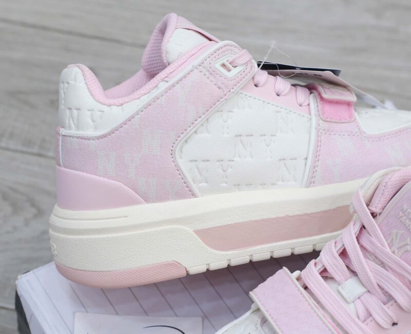 Giày MLB Chunky Liner Mid Classic Monogram NY Pink dập chìm Like Auth